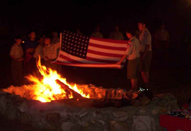 Cub Scouts doing Flag Retirement Ceremony